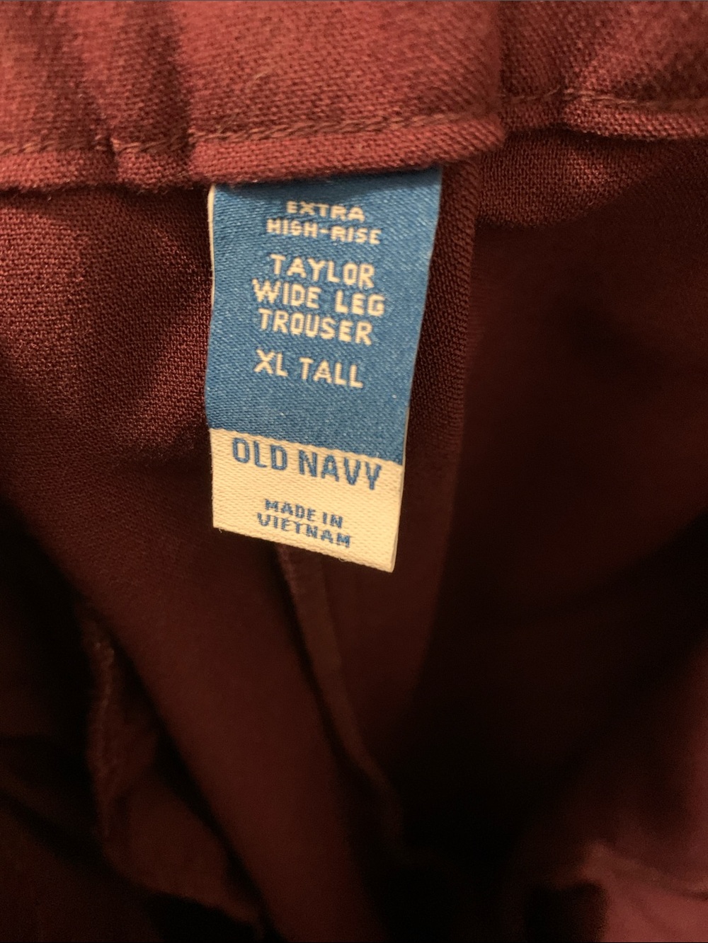 3/$15 NWT Old Navy Taylor High Rise Wide-Leg Pants Size XL Tall - Wine or Plum - Picture 4 of 5